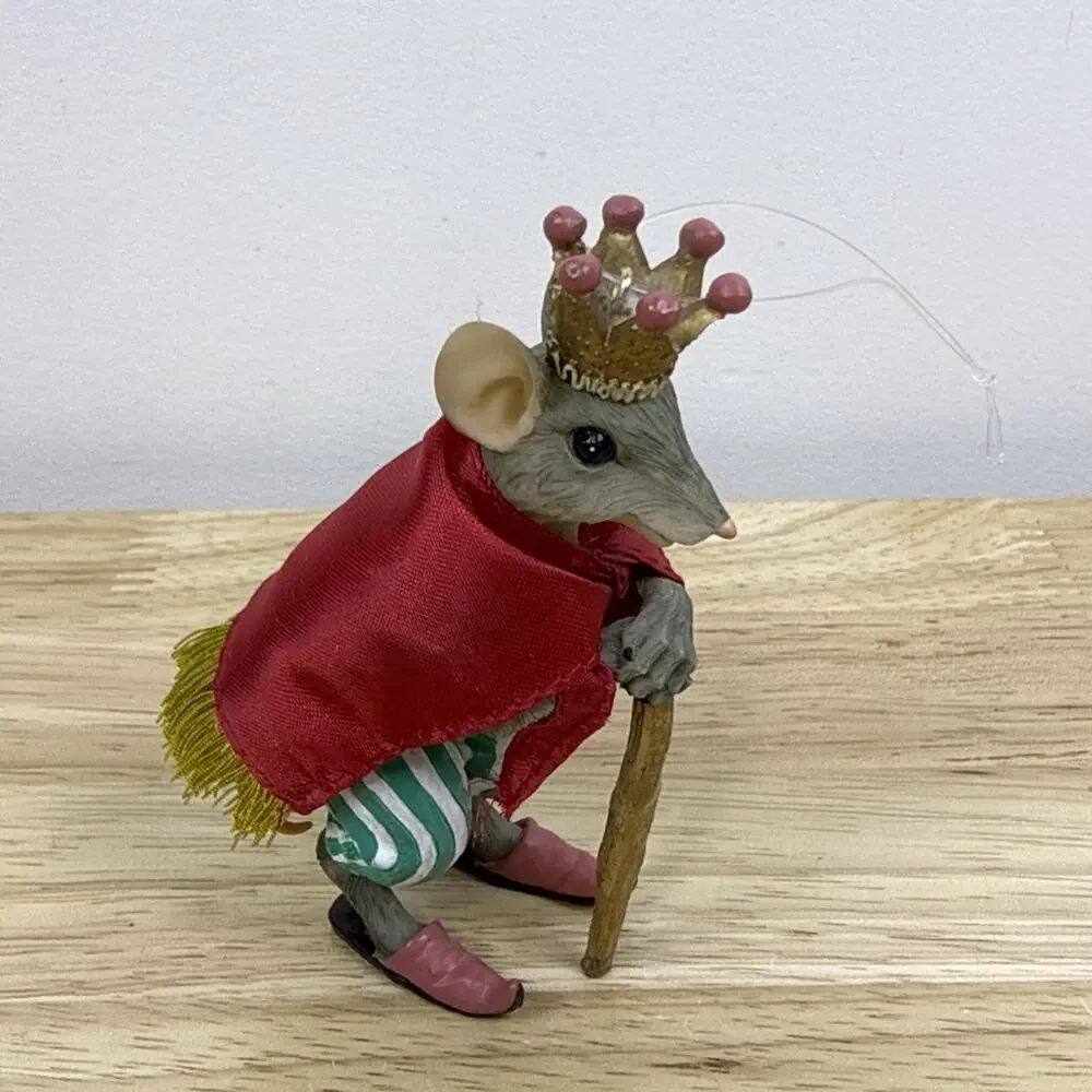 Nutcracker Mouse King Resin Christmas Ornament Pajamas 4”